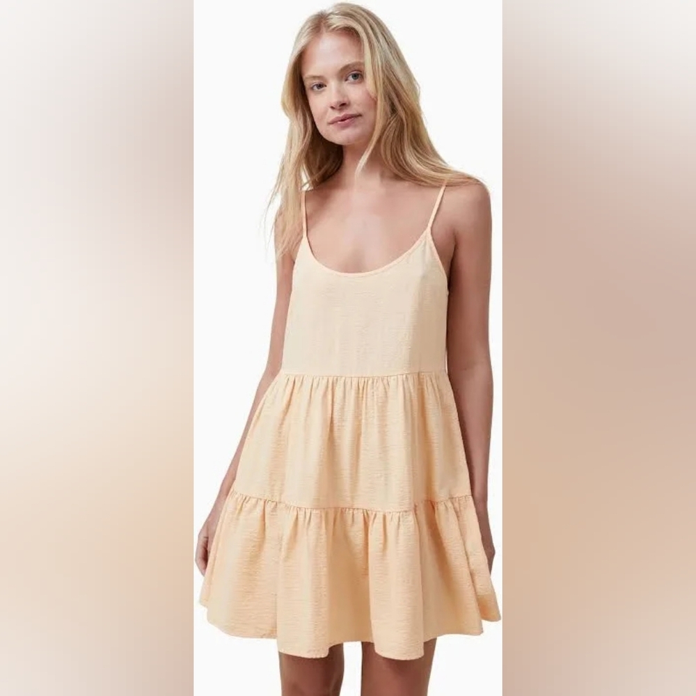 Cotton On Orange Tiered Mini Dress. Size M.